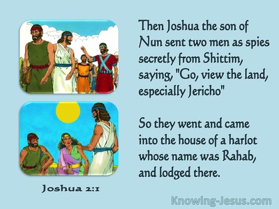 Joshua 2:1 Joshua Sent Two Men As Spies Secretly (aqua)